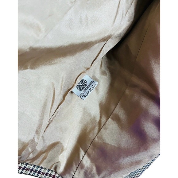 VTG Pendelton Womens Blazer Brown Sz 12 100% Virgin Wool Houndstooth Jacket EUC - Picture 5 of 5